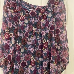LC Lauren Conrad Floral Blouse in Purple and Teal